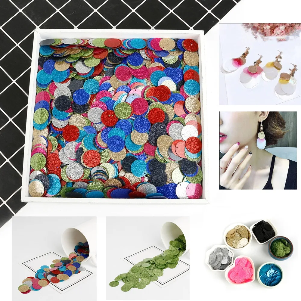 20mm Colorful Round Glitter Loose Sequins Charms Pendant Finding Diy Earrings Handmade Necklace Jewelry Accessories