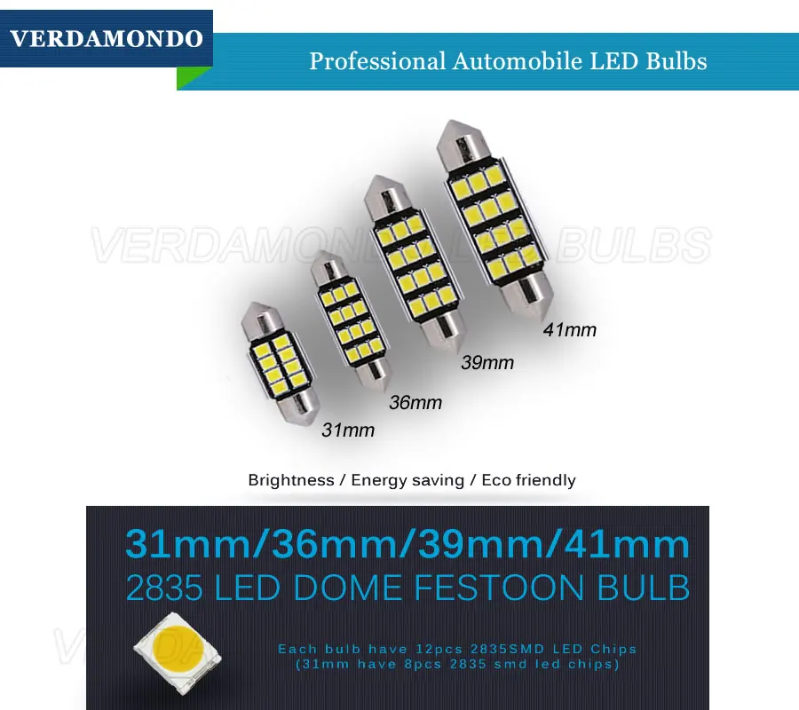 Гирлянда 31 мм 36 мм/39 мм/41 мм светодиодный лампы C5W C10W 2835 SMD Canbus Error Free авто интерьер купола лампы стайлинга автомобилей светильник 12V