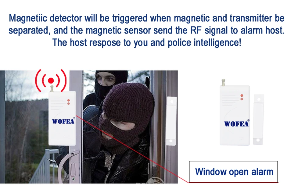 Wofea беспроводной Магнитная окна, двери сенсор для дома сигнализации системы 433 мГц 5 шт./лот