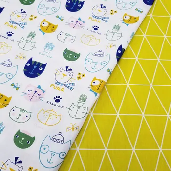 

50*40cm Cats Printed Kids Twill Cotton Fabric DIY Sewing Quilting Fat Quarters Material For Baby&Child