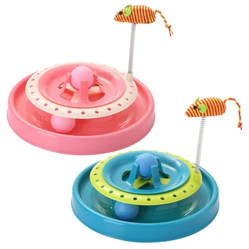

Educational Cat Turntable Funny Crazy Amusement Plate Mouse Spring Kitten Toy Pet Interactive Game Play Disc Training Supplies