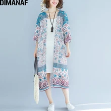 DIMANAF Плюс Размер Женская блузка рубашка женские топы элегантное платье с цветочным принтом женская Свободная пляжная летняя одежда праздничный длинный кардиган