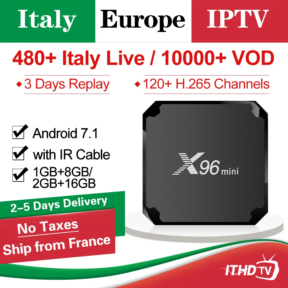 Italy IPTV Box X96mini Smart TV Box X96 mini Android 7.1 With Italia IPTV Subscription France Arabic Spain Portugal Africa IP TV
