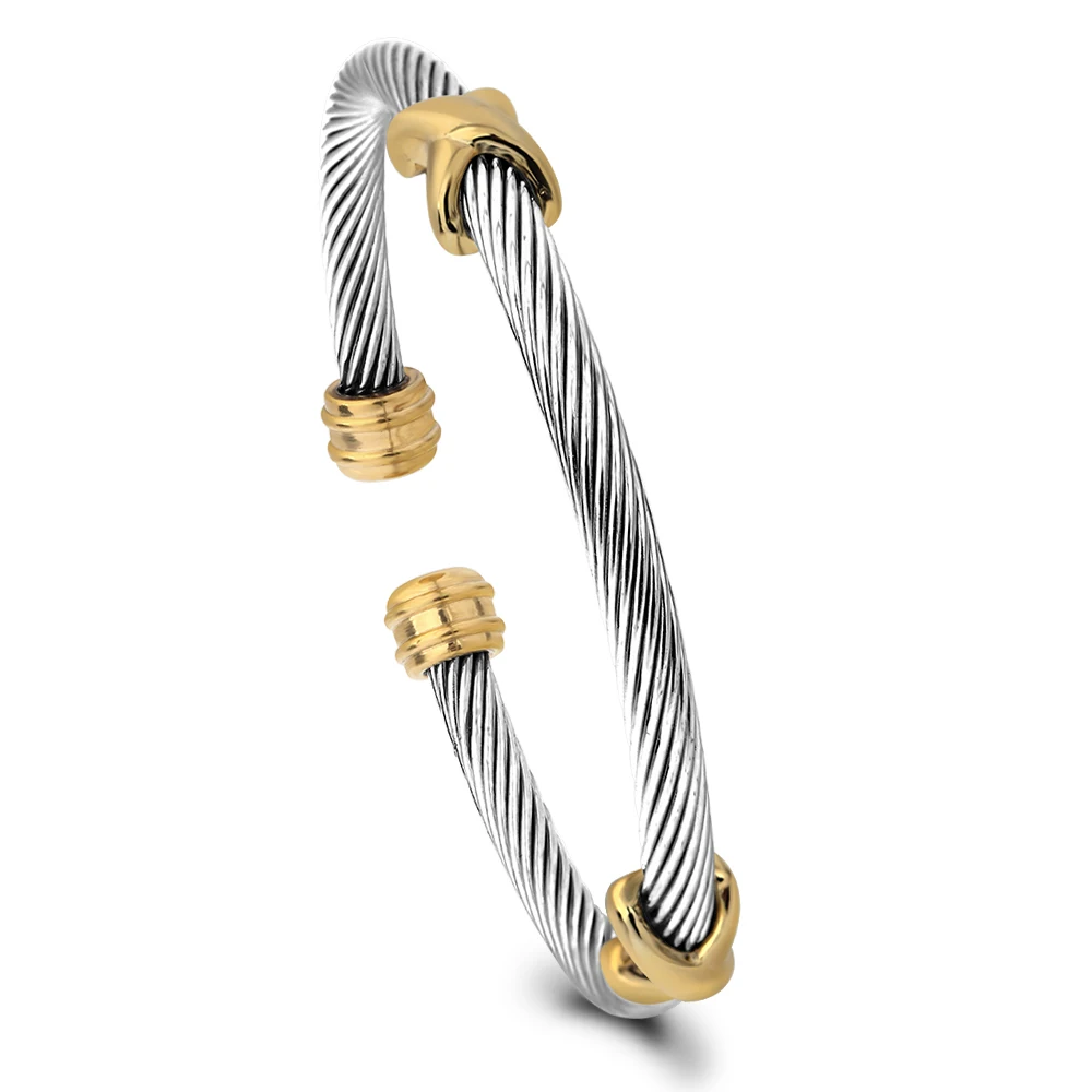 Silver/Gold Color Stainless Steel Statement Jewelry Fashion Open Cuff