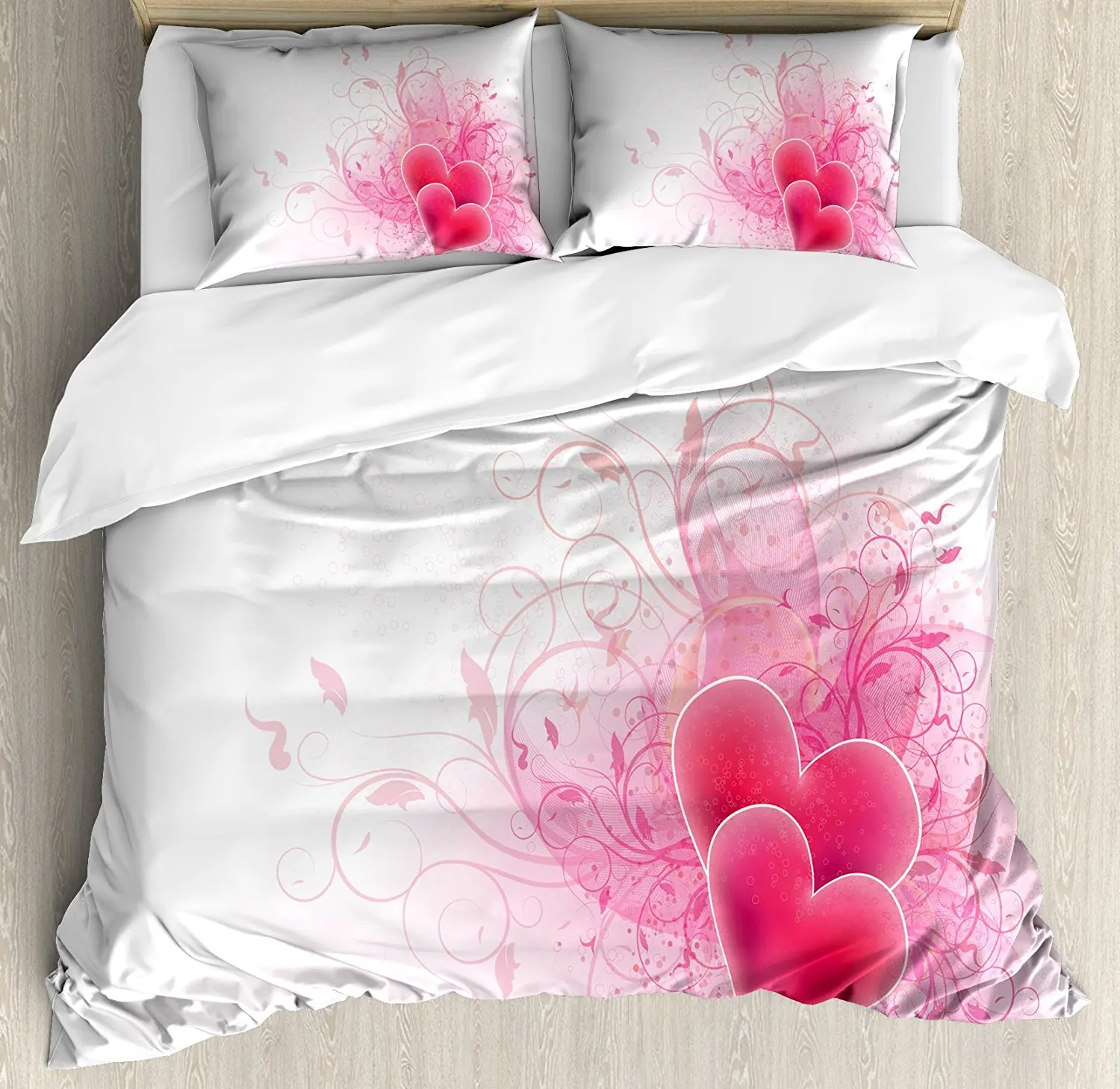 Romantic Duvet Cover Set Love Valentines Day Themed Hearts Floral