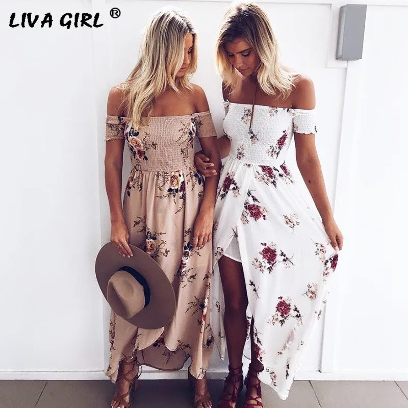 Bohemian-Style-Long-Dress-Women-Off-Shoulder-Summer-Beach-Dresses-Slash-neck-Floral-Print-Chiffon-Maxi