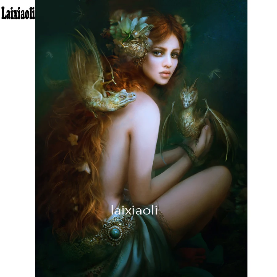 

diamond picture,diamant painting"dragon/elf/fairy/angel/girl/ woman"Full Square round Rhinestone Mosaic Embroidery diamond arts
