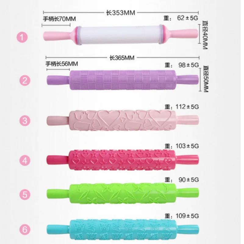 

Multifunctional family DIY cake baking tools plastic embossed printing fondant pattern rolling pin