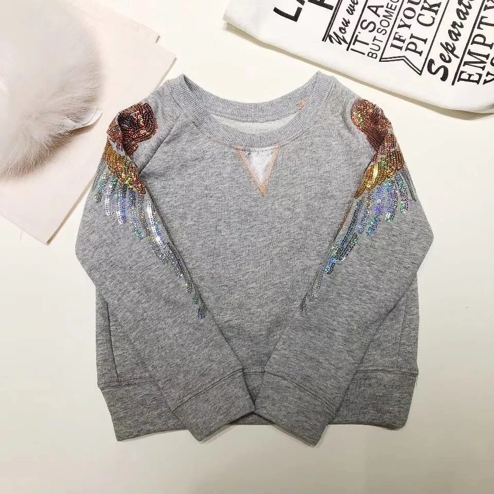 

Kids Sweatshirt Sequins Wings Long Sleeve Spring Autumn Boys Girls Tops Boutique Baby Costume