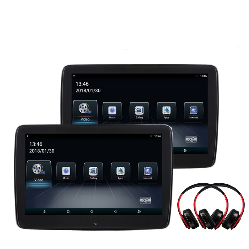 Cemicen 2 шт. 10,1 дюймов Android 6,0 монитор в автомобиле ips сенсорный экран HD 1080P MP5 видео с wifi/USB/SD/Bluetooth/FM/динамик/игра - Цвет: with the headphone