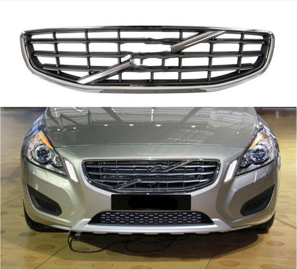 

Chrome Front Grille Upper Grill For Volvo With Emblem Badge S60 2011 2012 2013