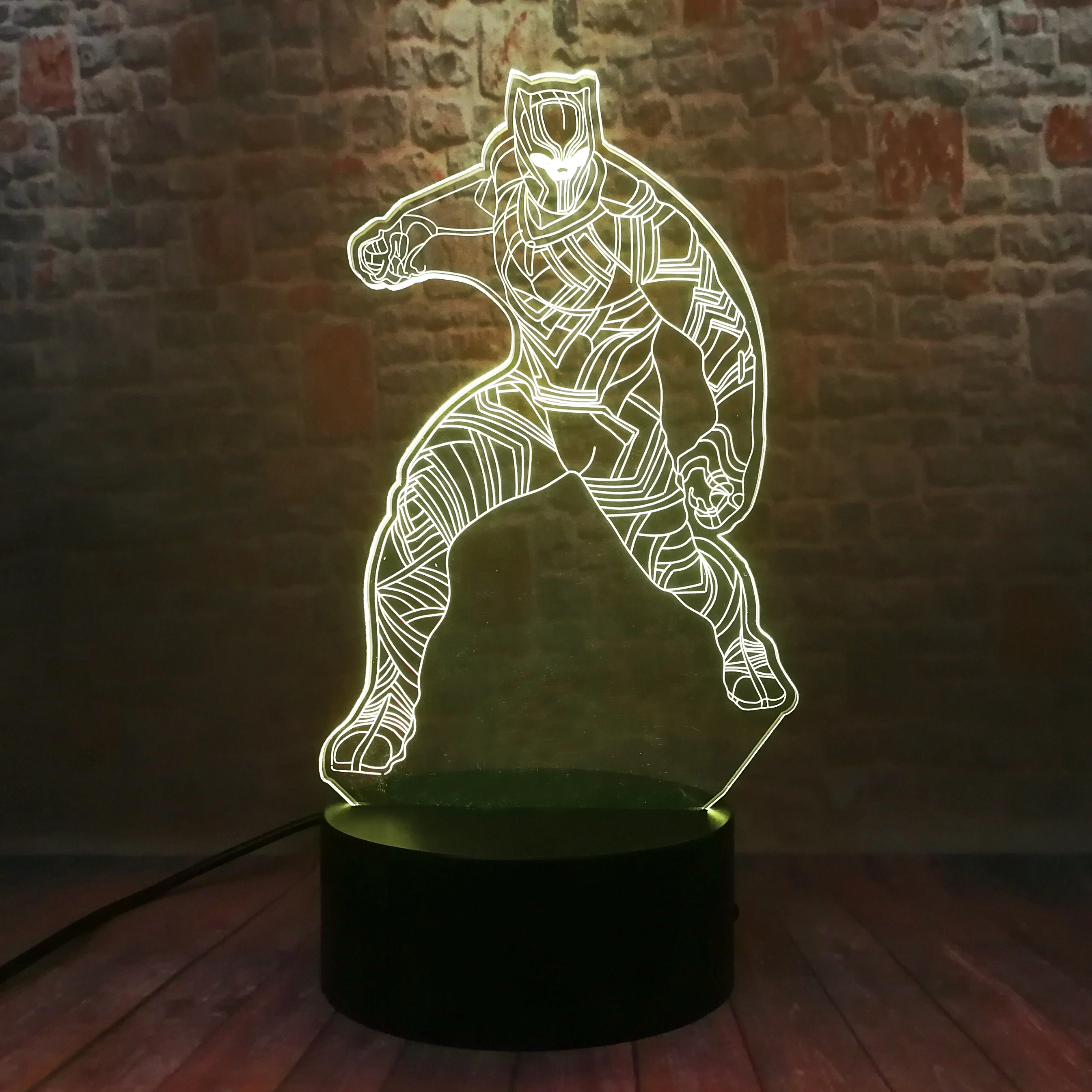 Мстители супергерои Черная пантера легенды 3D иллюзия светодиодный ночник 7 видов
