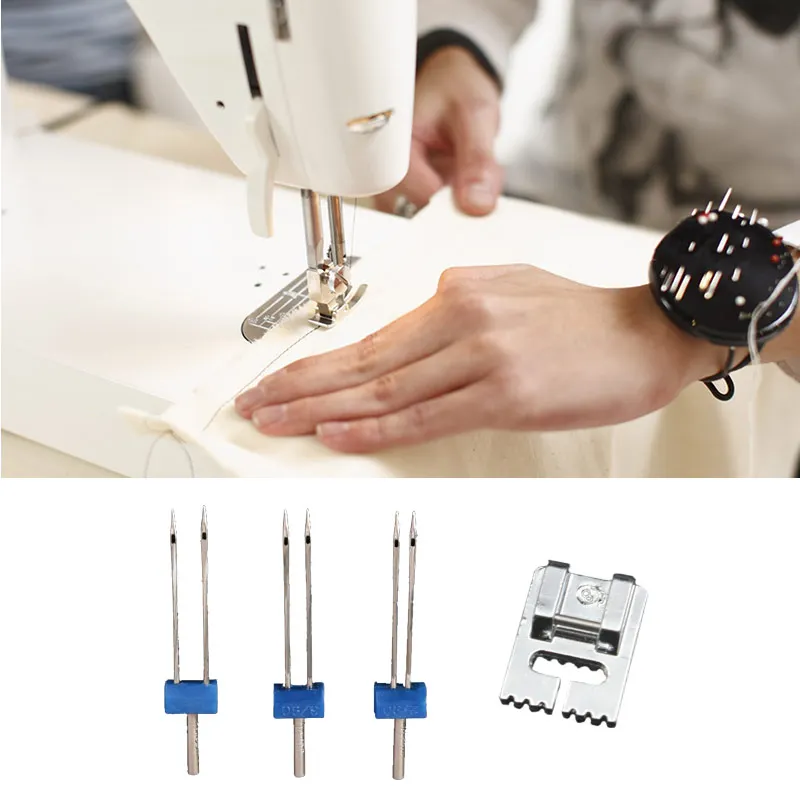 

Sewing Presser Foot 2/90 3/90 4/90mm Twin Needles Double Sewing Needle Fittings Needles for Sewing Machine 1Set Multifunction