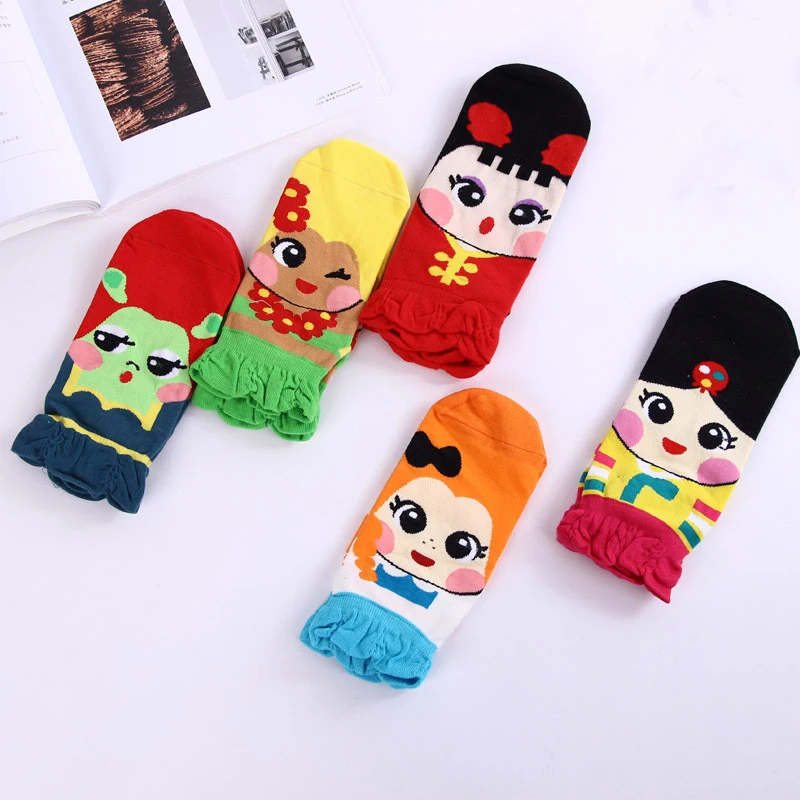 2018 новые модные корейские милые носки женские Ретро Винтаж милый мультфильм девочек хлопка короткий до лодыжки носки