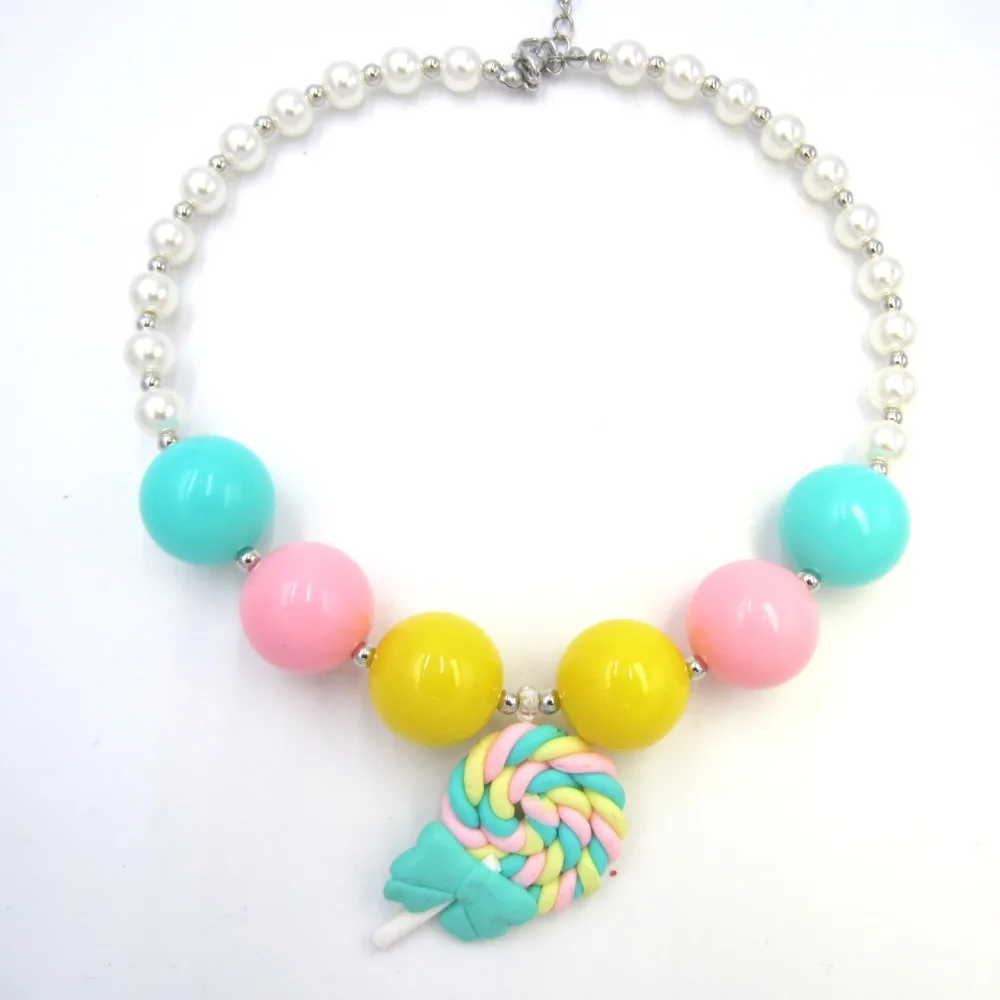 Новые Детские Девочки милые конфеты Радужный леденец кулон ожерелье небольшие бусины колье ожерелье платье подарок для маленьких детей