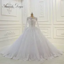 Vestido De Noiva Аманда новиас бисером топ с длинными рукавами Свадебные платья