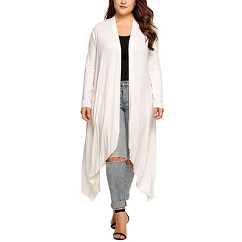 

Fashion Casual Long Sleeve O Neck Ladies Coat Women Autumn Irregular Hem Solid Long Jacket Plus Size 5XL