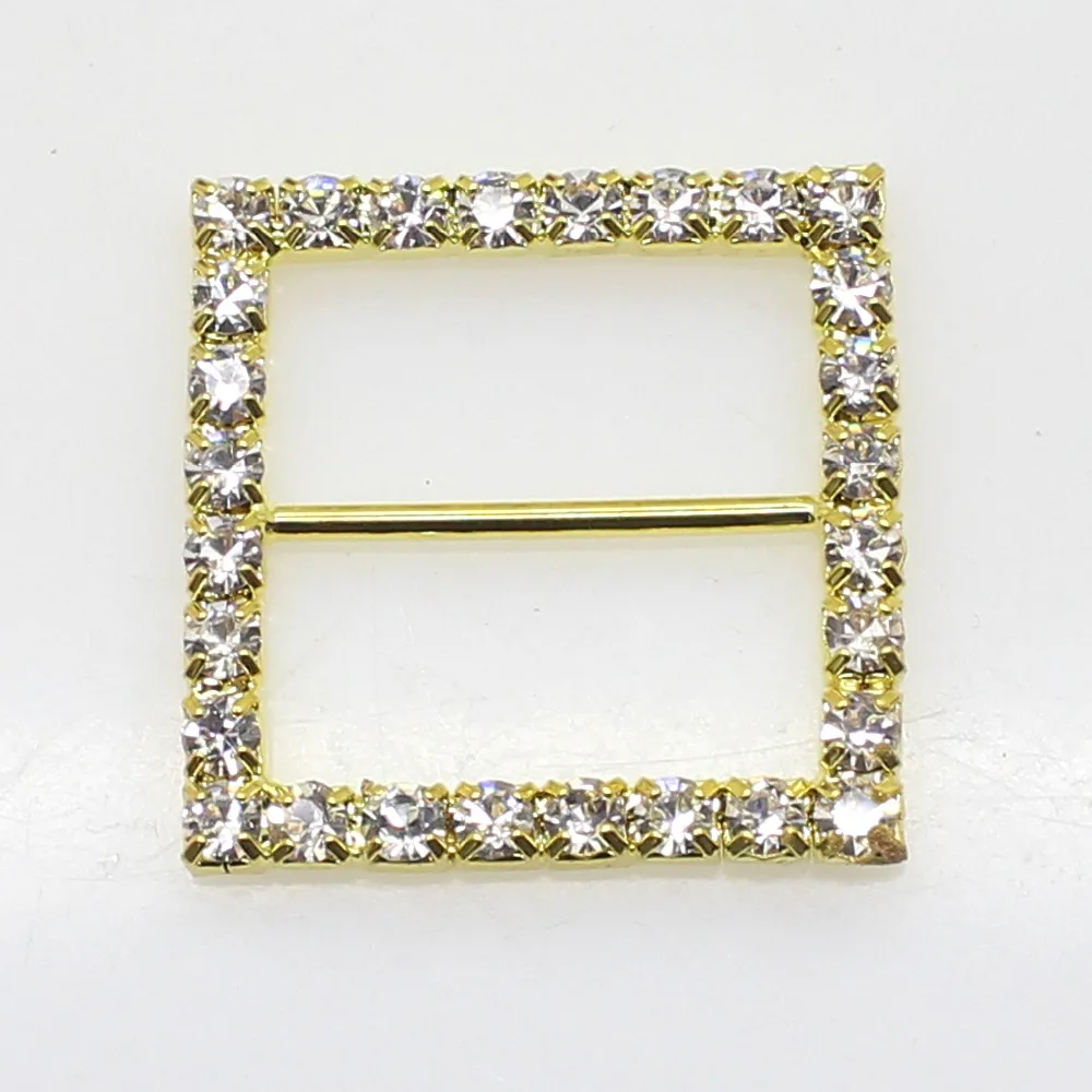 10pcs/lot 30mm Rectangle Rhinestone Gold Buckles Ribbon Slider Women Clothing for Wedding Invitation Card Hair Craft Accessories | Дом и сад