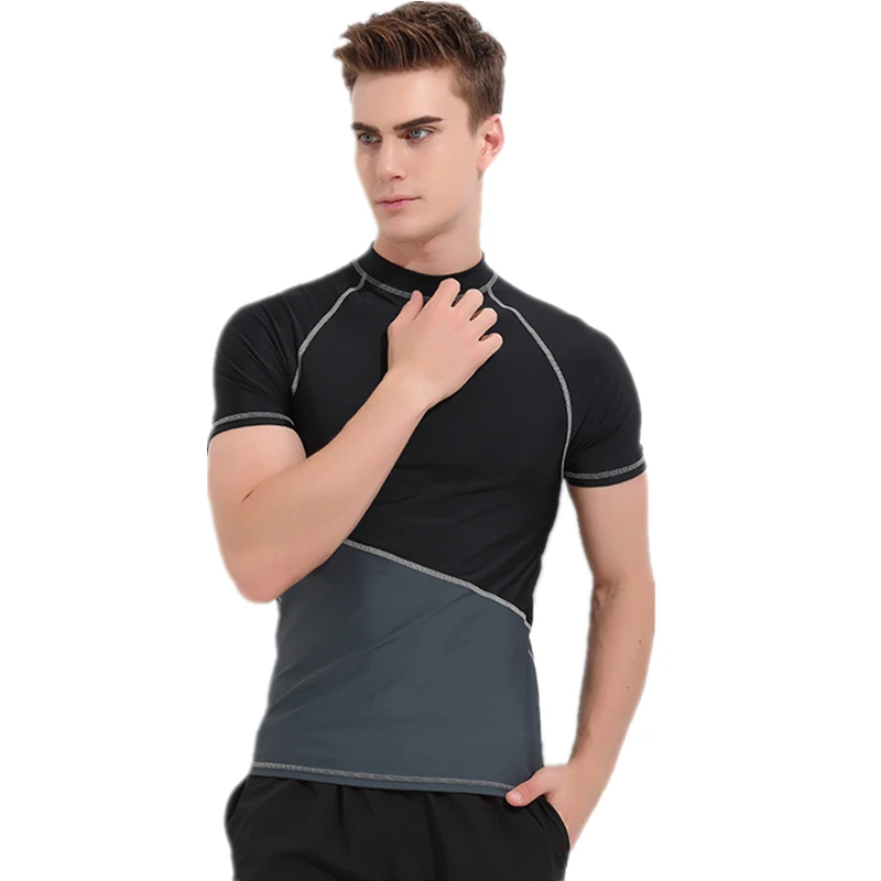 

Men Rash Guard Diving Suit Short Sleeve Wetsuit Shirt Mens Quick-dry Surfing Swimwear Tops Anti-UV Windsurf Swimsuit Bodysuit