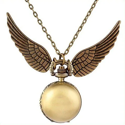 

Retro Bronze Harry Potter Ball Wings Antique Quartz Pocket Watch Analog Pendant Necklace Mens Womens Gifts