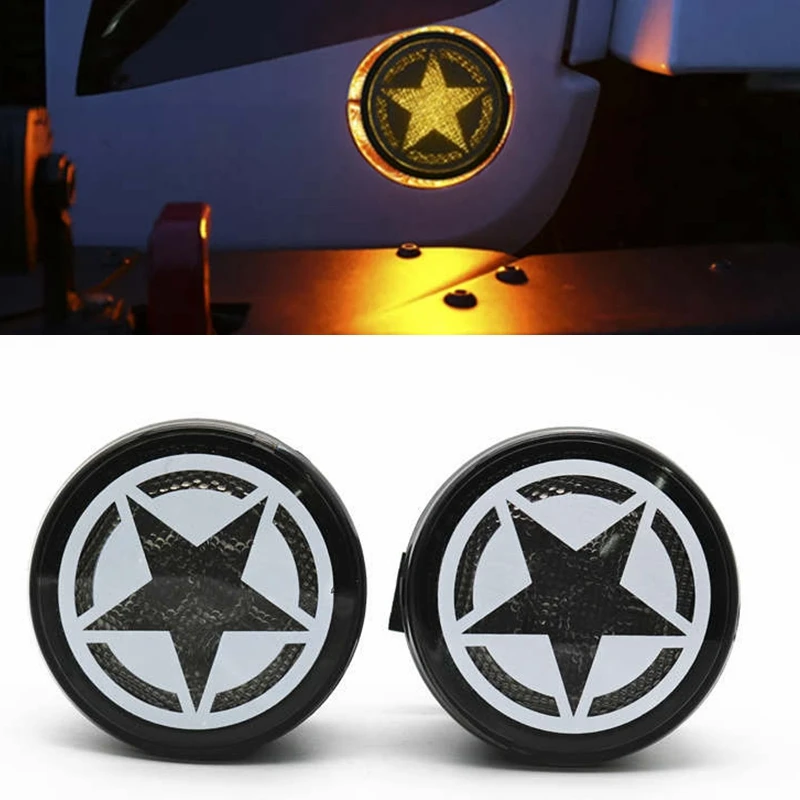 Wrangler jk Front LED Turning Signals Pair Front Star Smoke Lens Amber