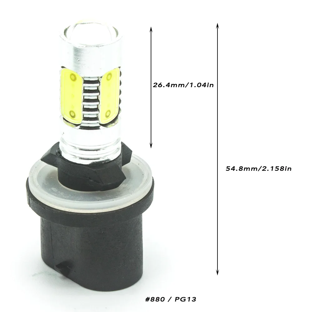 2 предмета 880 PG13 светодиодный лампа белого света, работающего на постоянном токе 12 В для Противотуманные фары Дневные Фары свет лампы