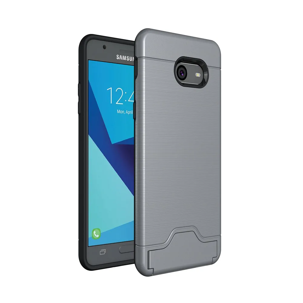 

mobile cell phone luxury holder kickstand protect plain brushed card pocket case for Samsung galaxy J5 2017