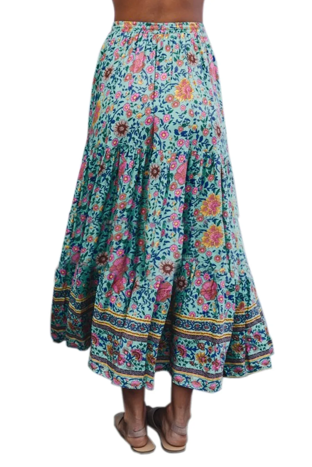 Yellow-Floral-Elastic-Waist-Maxi-Skirt-LC65180-7-2