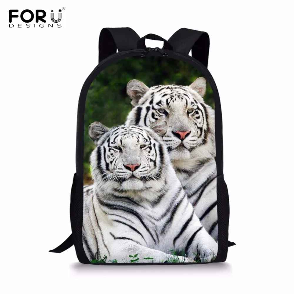 FORUDESIGNS, 3D, животные, бенгальские, белые, с принтом тигра, для мальчиков, школьные сумки, для учеников начальной школы, рюкзаки, Детский рюкзак, ранец