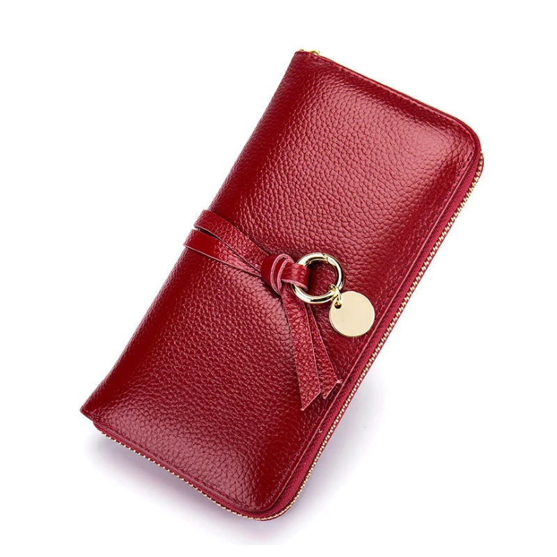 

YIFANGZHE Clutch Wallet for Women Soft Leather Card Phone Coin Holder Organizer Clutch Phone Bag Large Capacity Red Colors