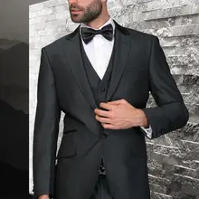 Новое поступление черные свадебные мужские облегающие смокинги куртка+ брюки+ галстук+ приталенная жилетка на заказ свадебные смокинги мужские костюмы