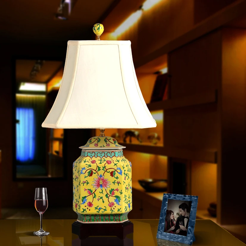 Art Chinese porcelain ceramic table lamp bedroom living room wedding table lamp Jingdezhen lamp shades for table lamps (2)