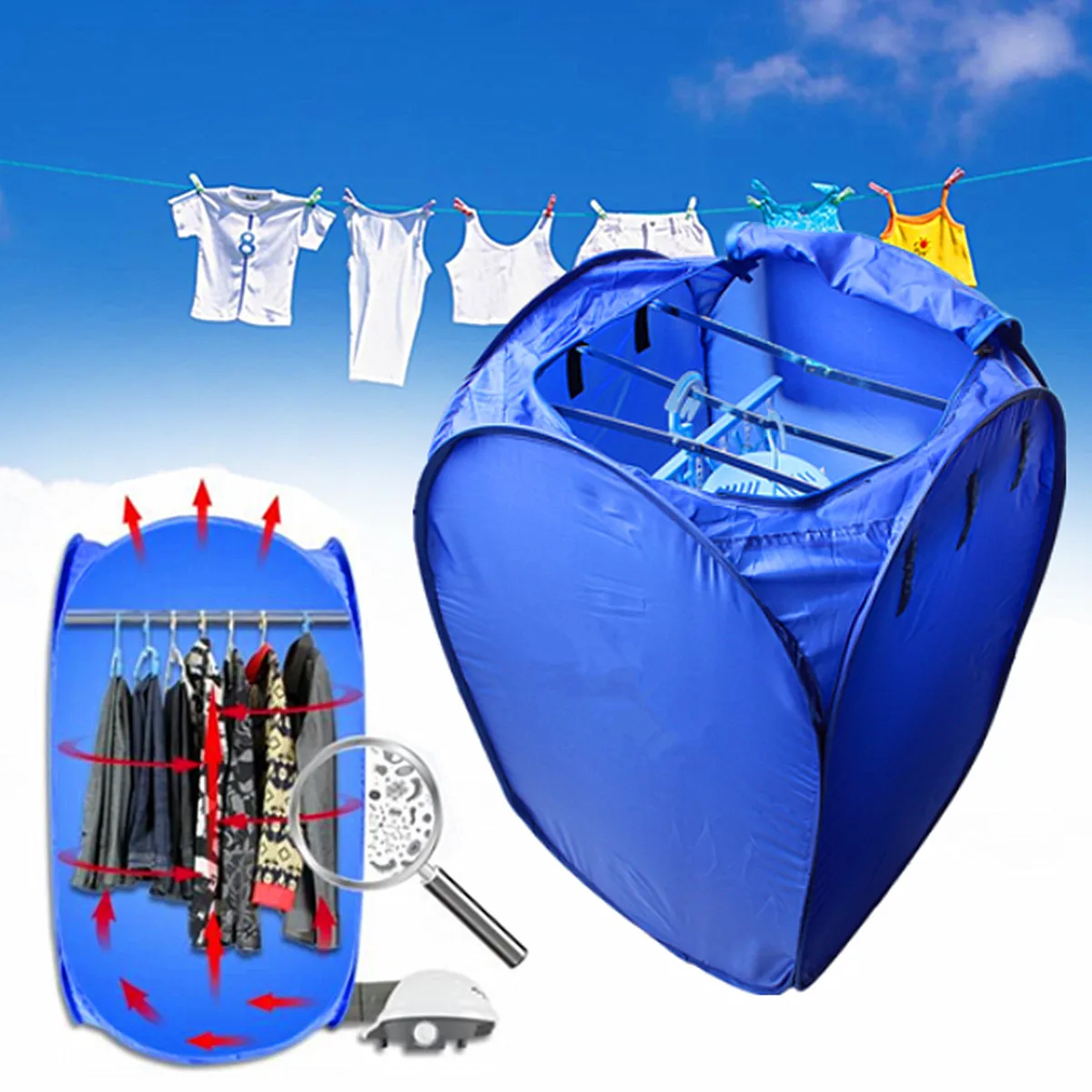 Portable 800W Portable Multifunction Electric Air Clothes Dryer Folding