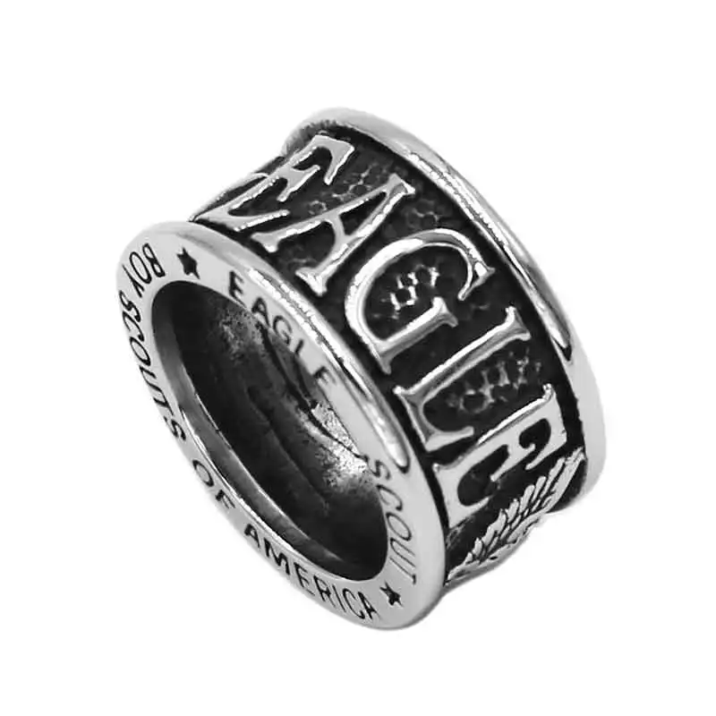 Wholesale Eagle Scout Ring Stainless Steel Jewelrys Classic Boy Scouts of America Biker Ring Military Mens Ring SWR00915A