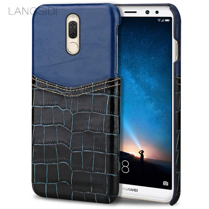 

wangcangli phone case crocodile pattern and wax leather mixed color half pack phone case For Huawei Wheat6 custom processing