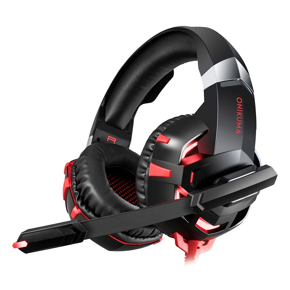 Onikuma K2A игровая гарнитура PS4 проводные стерео игровые наушники Casque Gamer гарнитура с микрофоном для компьютера, ноутбука, телефона светодиодный фонарь - Цвет: Red Without Box