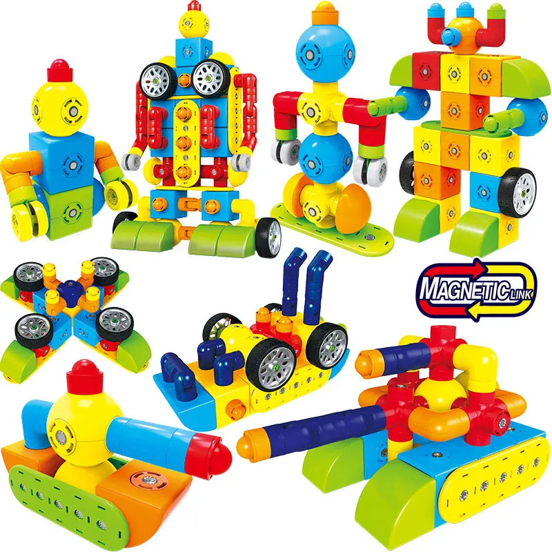 

Change Big Size DIY Magnetic Pipe Building Block Vehicle Constructor Kids Magnet Designer For Children Gift Educational Girl