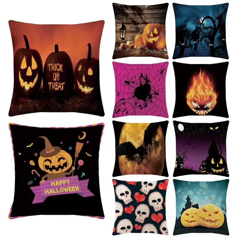 

Linen Sofa Car Seat Cushion Cover Halloween Print Festival Decorative Pillowcase for Home Decoration 45x45cm