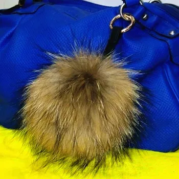 

Qiuge a real fur ball keychain bag pendant charm large size of the car key chain hairball natural color
