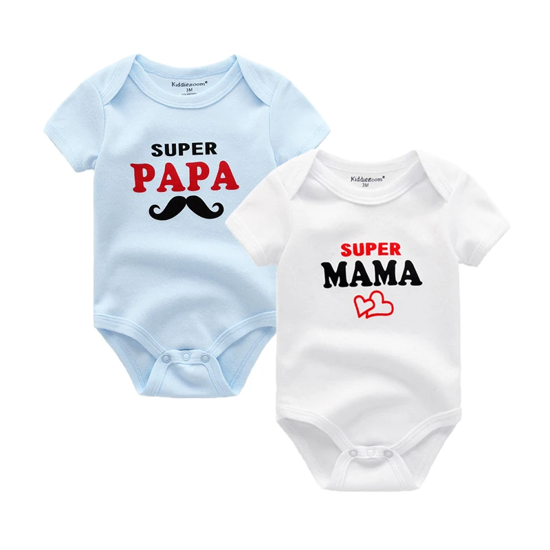 100% Cotton I Love Papa Mama Rompers-5