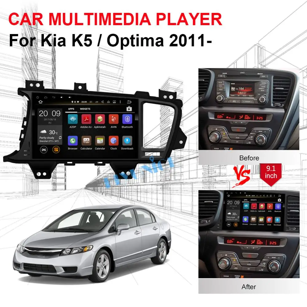 Top 9.1 Inch Android IPS Screen Car Radio Stereo GPS Navigation Head Unit For Kia K5/Optima 2011 2012-2015 Car Video Multimedia 2 Top 9.1 Inch Android IPS Screen Car Radio Stereo GPS Navigation Head Unit For Kia K5/Optima 2011 2012-2015 Car Video Multimedia 2