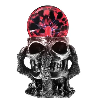 

Gothic Claw Holding Skull Head Decorative Figurine Statue Skeleton Electricity Magic Plasma Ball Sphere Party Light Touch Sensor