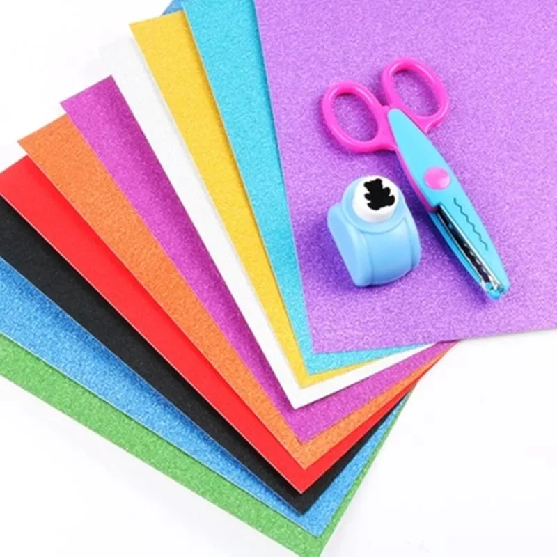 

10pcs Flash Powder Cardboard Paper Handcraft Glitter Crafts Paper Sheets DIY Material Wedding Party Decoration Children's Toy A