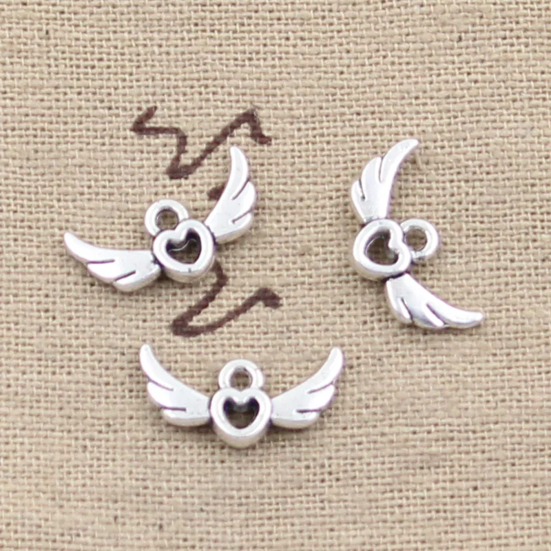 

20pcs Charms fly heart 16x10mm Antique Making pendant fit,Vintage Tibetan Silver,DIY bracelet necklace
