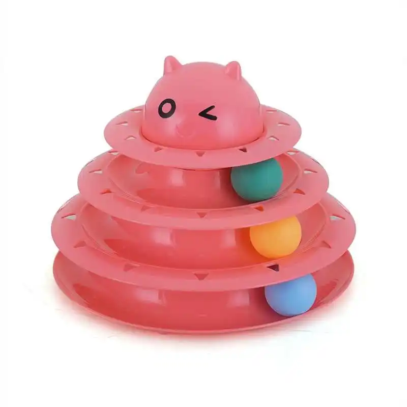 

New Three Levels Pet Cat Toy Tower Tracks Disc Cat Intelligence Amusement Triple Play Disc Cat Track Toys Ball Training Plate
