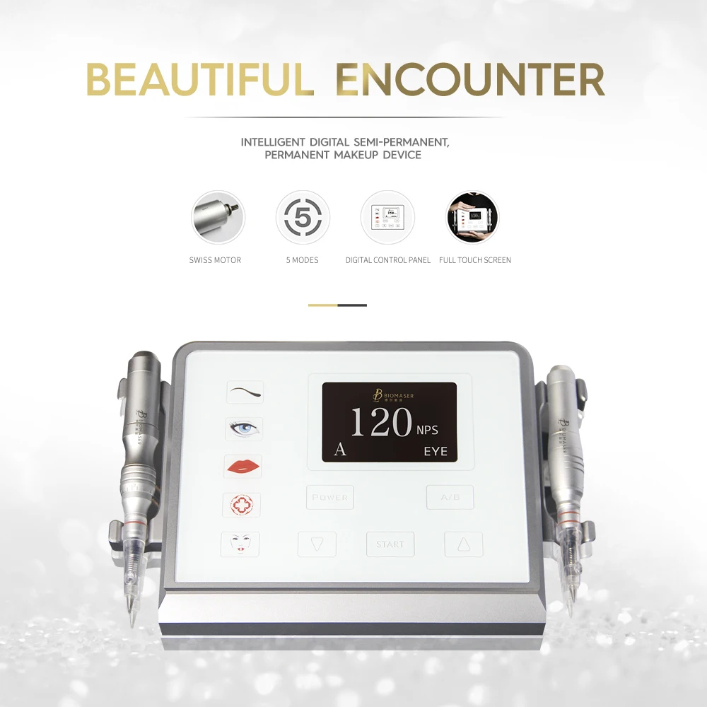 

Biomaser P1 Permanent Makeup Machine Device Kit 12V Coreless Motor 5 Mode Intelligent Digital Touch Screen Machine Tattoo Set