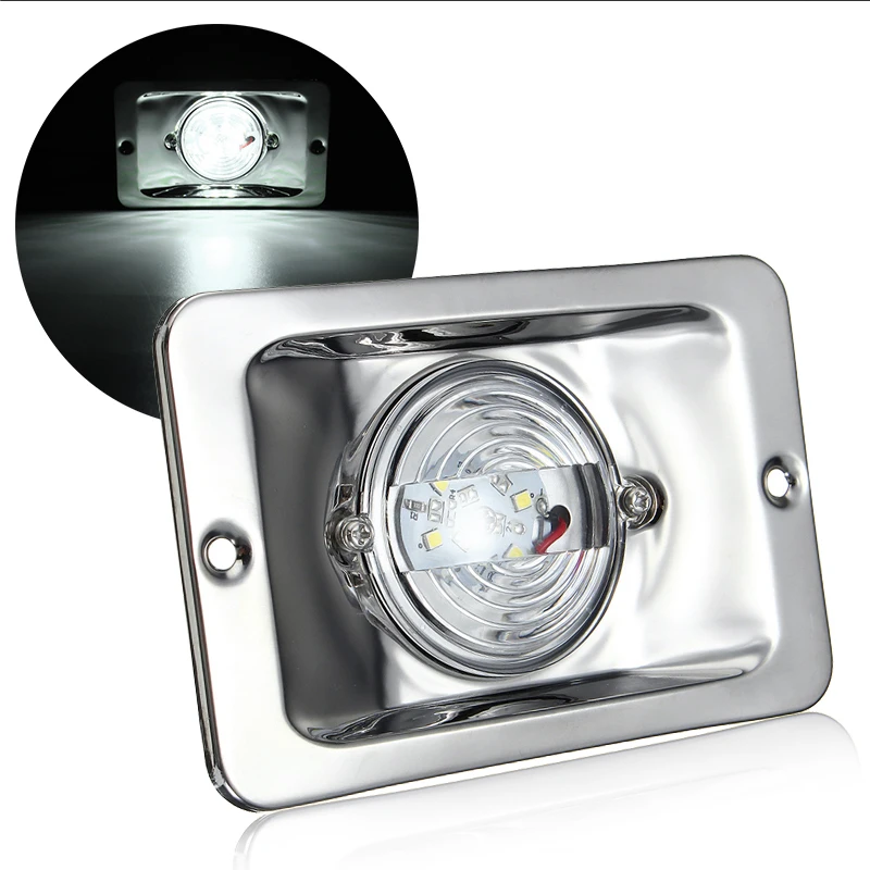 Buy 1PC White LED Square Marine Stainless Steel