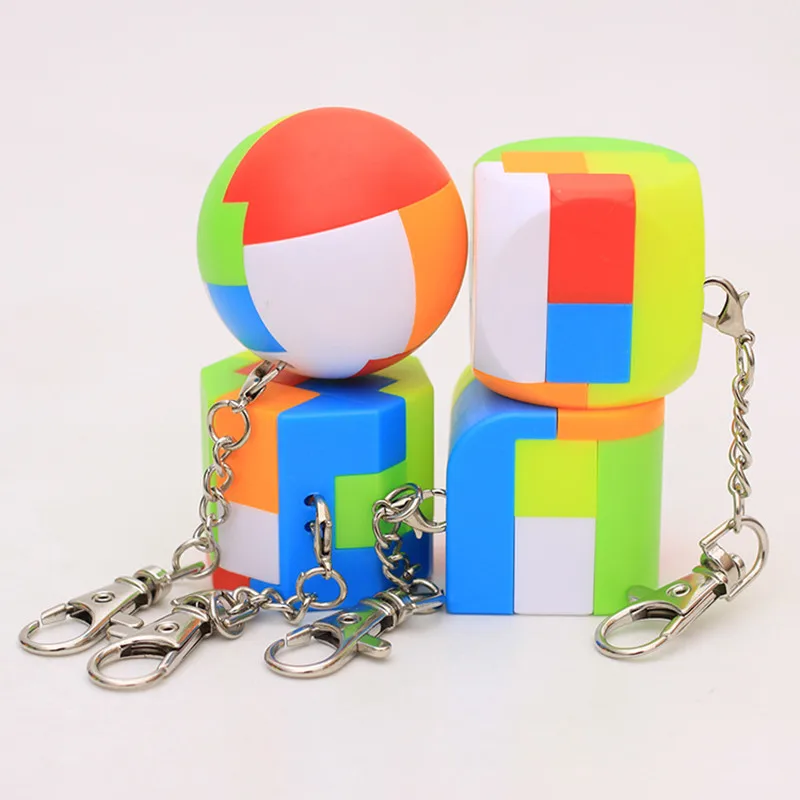 Newest Geometric Blocks Key Chain 3x3 Magic Cube Puzzle Mini Gift