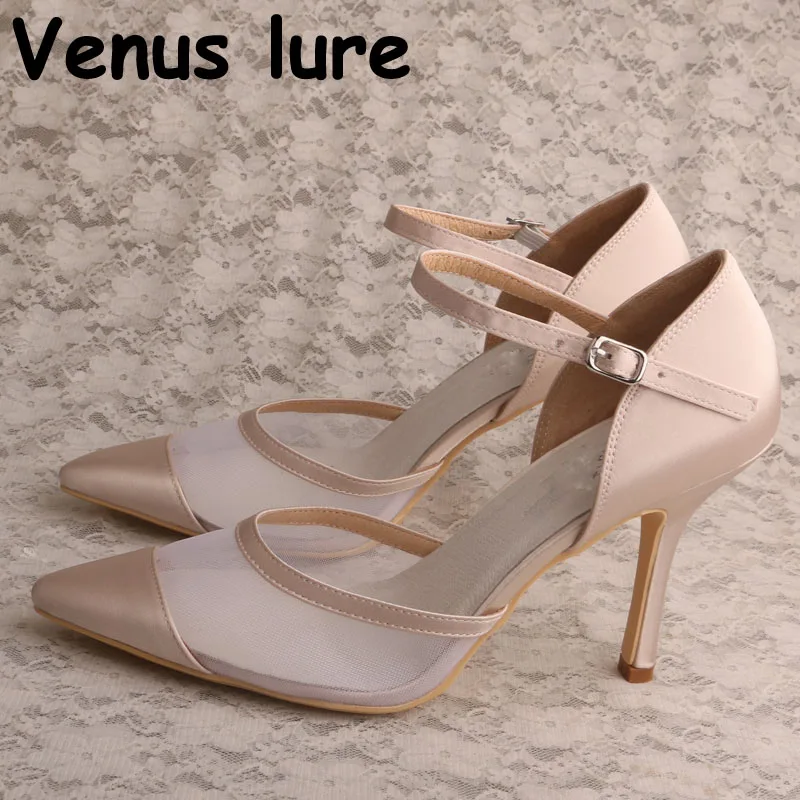 Nude Mary Jane Wedding Shoes for Bride Size 11 Pointed Toe Women Pumps