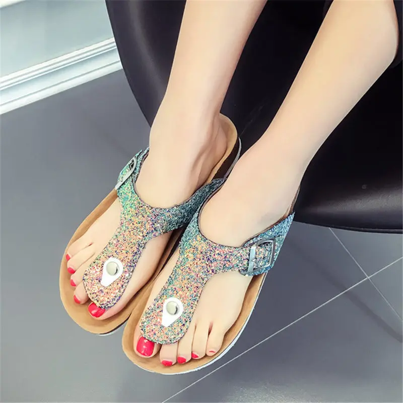 

Large size women platform sandals 2019 New Spring autumn Europe America woman sandals female leather Sequin high heels slippers